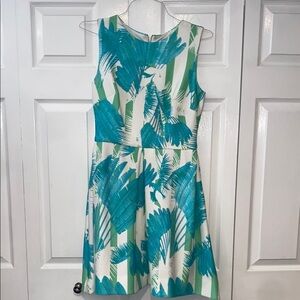 Just...Taylor Aqua and White Patterned Dress
